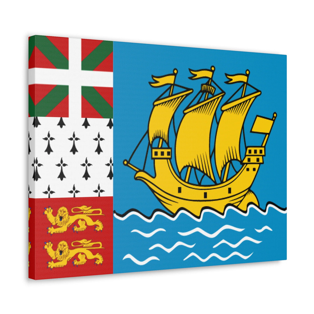 Saint Pierre and Miquelon Country Flag Canvas Vibrant Wall Art Unframed Home